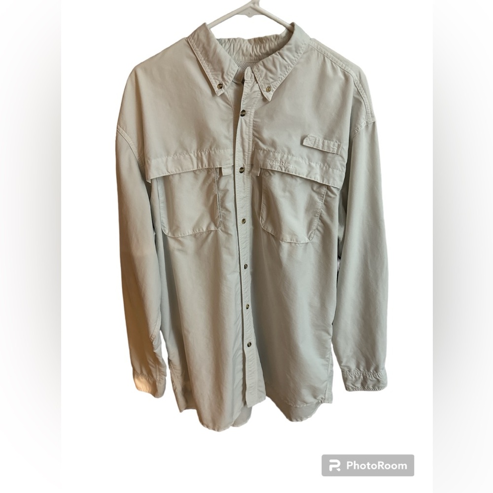 Vintage LL Bean nylon hiking outdoors fishing long sleeve vented shirt